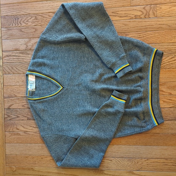 Vintage Varsity Gray Stripe Wool Sweater - Picture 1 of 16